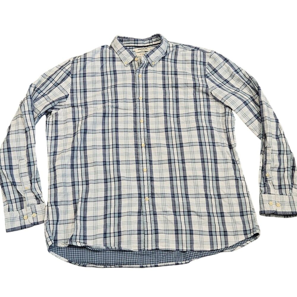 Goodthreads Double Face Men's Long Sleeve Button Down Shirt Size 3XL Slim Plaid